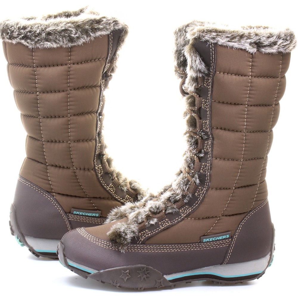 Skechers Brown Quilted Winter Boots Size